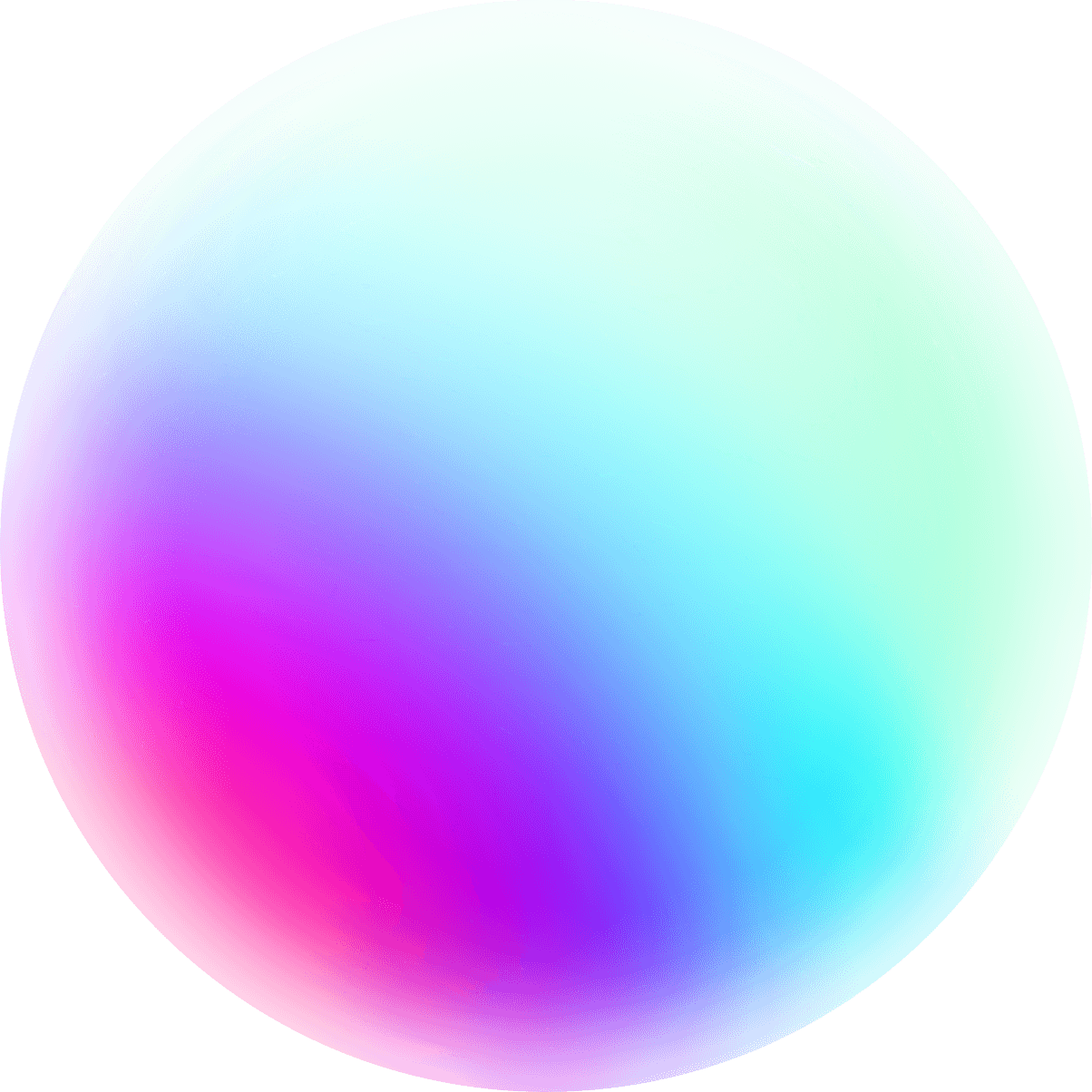 A colored circle, comprised of faded blue, red, green, purple, and pink curved hues.